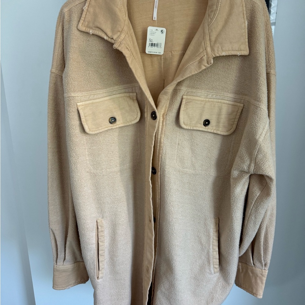 Free People “Ruby” Oversized Shacket in Beige - Picture 2 of 14